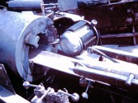 175 gun breech.  Typical of artillery designed for separate loading ammunition (separate projectile, propellant charge, and primer: no shell casing) it has a step-threaded interrupted screw type of breech block with a mushroom head obturator.